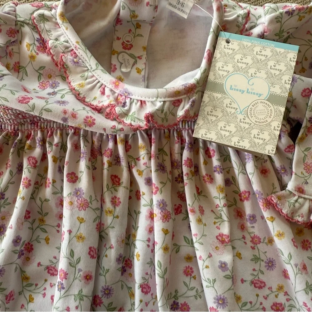 🌸 NWT Kissy Kissy Baby Girl “Autumn Gardens” Smocked Playsuit
